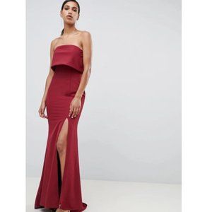 JARLO (NWT) Bandeau Overlay Maxi Dress in Berry